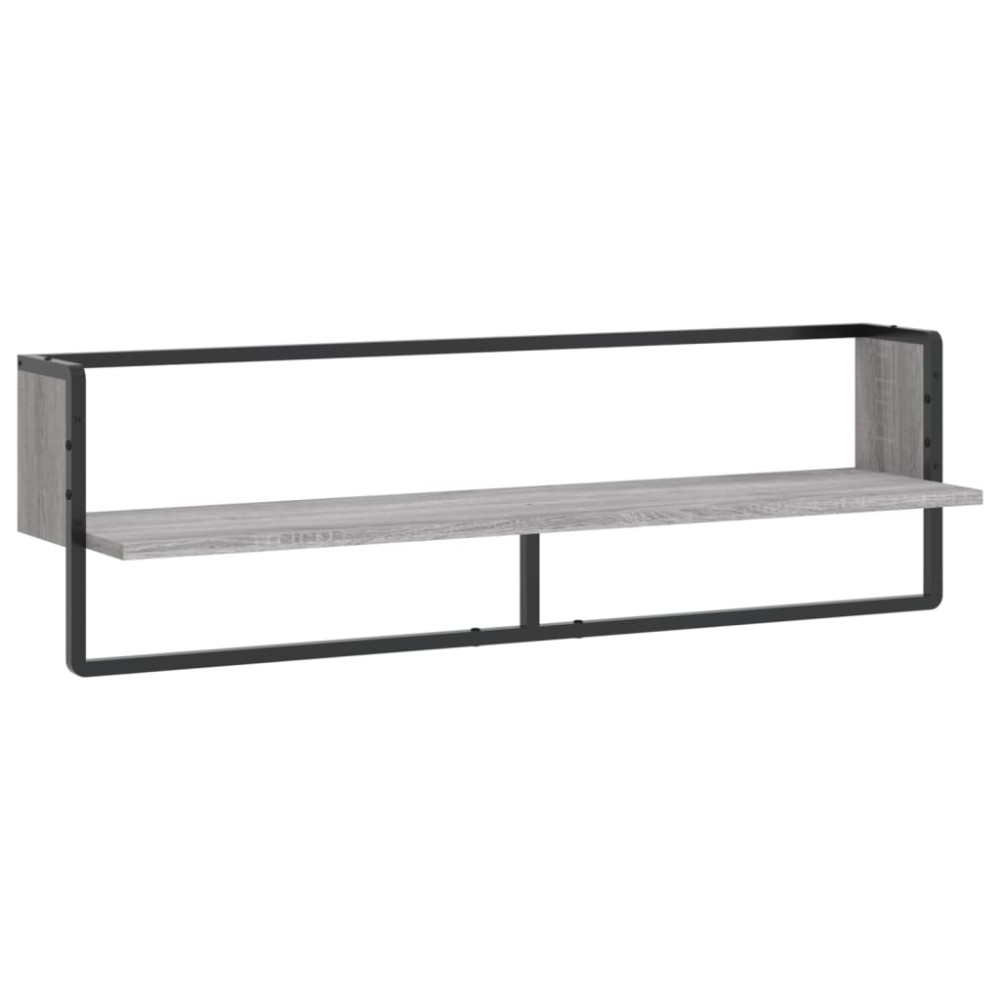 vidaXL Raft de perete cu bară, gri sonoma, 100x25x30 cm