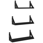 vidaXL Set rafturi de perete, 3 buc., negru, lemn prelucrat vidaXL Set rafturi de perete, 3 buc., negru, lemn prelucrat