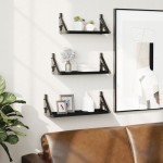 vidaXL Set rafturi de perete, 3 buc., negru, lemn prelucrat vidaXL Set rafturi de perete, 3 buc., negru, lemn prelucrat