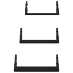 vidaXL Set rafturi de perete, 3 buc., negru, lemn prelucrat vidaXL Set rafturi de perete, 3 buc., negru, lemn prelucrat