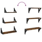 vidaXL Set rafturi de perete, 3 buc., stejar fumuriu, lemn