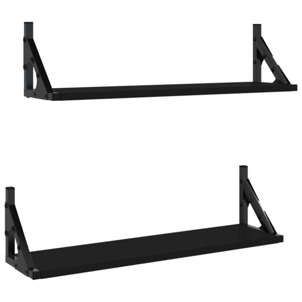 vidaXL Rafturi de perete, 2 buc., negru, 60x15x15,5 cm