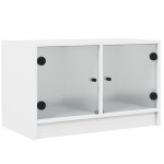 vidaXL Comodă TV cu uși din sticlă, alb, 68x37x42 cm vidaXL Comodă TV cu uși din sticlă, alb, 68x37x42 cm
