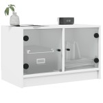 vidaXL Comodă TV cu uși din sticlă, alb, 68x37x42 cm vidaXL Comodă TV cu uși din sticlă, alb, 68x37x42 cm