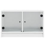 vidaXL Comodă TV cu uși din sticlă, alb, 68x37x42 cm vidaXL Comodă TV cu uși din sticlă, alb, 68x37x42 cm