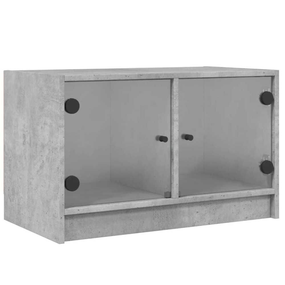 vidaXL Comodă TV cu uși din sticlă, gri beton, 68x37x42 cm