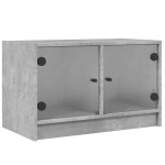 vidaXL Comodă TV cu uși din sticlă, gri beton, 68x37x42 cm vidaXL Comodă TV cu uși din sticlă, gri beton, 68x37x42 cm