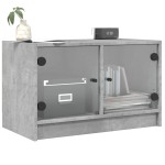 vidaXL Comodă TV cu uși din sticlă, gri beton, 68x37x42 cm vidaXL Comodă TV cu uși din sticlă, gri beton, 68x37x42 cm