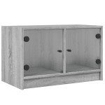 vidaXL Comodă TV cu uși din sticlă, gri sonoma, 68x37x42 cm vidaXL Comodă TV cu uși din sticlă, gri sonoma, 68x37x42 cm
