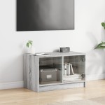 vidaXL Comodă TV cu uși din sticlă, gri sonoma, 68x37x42 cm vidaXL Comodă TV cu uși din sticlă, gri sonoma, 68x37x42 cm