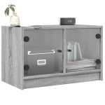 vidaXL Comodă TV cu uși din sticlă, gri sonoma, 68x37x42 cm vidaXL Comodă TV cu uși din sticlă, gri sonoma, 68x37x42 cm