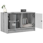 vidaXL Comodă TV cu uși din sticlă, gri sonoma, 68x37x42 cm vidaXL Comodă TV cu uși din sticlă, gri sonoma, 68x37x42 cm
