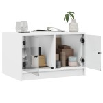 vidaXL Măsuță de cafea cu uși din sticlă, alb, 68x50x42 cm vidaXL Măsuță de cafea cu uși din sticlă, alb, 68x50x42 cm
