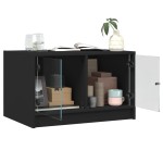 vidaXL Măsuță de cafea cu uși din sticlă, negru, 68x50x42 cm