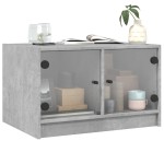 vidaXL Măsuță de cafea cu uși din sticlă, gri beton, 68x50x42 cm