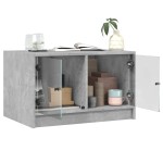 vidaXL Măsuță de cafea cu uși din sticlă, gri beton, 68x50x42 cm