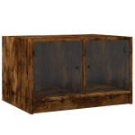 vidaXL Măsuță de cafea cu uși din sticlă, stejar fumuriu, 68x50x42 cm vidaXL Măsuță de cafea cu uși din sticlă, stejar fumuriu, 68x50x42 cm