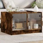 vidaXL Măsuță de cafea cu uși din sticlă, stejar fumuriu, 68x50x42 cm vidaXL Măsuță de cafea cu uși din sticlă, stejar fumuriu, 68x50x42 cm