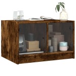 vidaXL Măsuță de cafea cu uși din sticlă, stejar fumuriu, 68x50x42 cm vidaXL Măsuță de cafea cu uși din sticlă, stejar fumuriu, 68x50x42 cm
