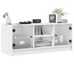 vidaXL Comodă TV cu uși din sticlă, alb, 102x37x42 cm vidaXL Comodă TV cu uși din sticlă, alb, 102x37x42 cm