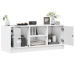 vidaXL Comodă TV cu uși din sticlă, alb, 102x37x42 cm vidaXL Comodă TV cu uși din sticlă, alb, 102x37x42 cm