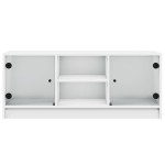vidaXL Comodă TV cu uși din sticlă, alb, 102x37x42 cm vidaXL Comodă TV cu uși din sticlă, alb, 102x37x42 cm