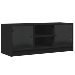 vidaXL Comodă TV cu uși din sticlă, negru, 102x37x42 cm vidaXL Comodă TV cu uși din sticlă, negru, 102x37x42 cm