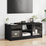 vidaXL Comodă TV cu uși din sticlă, negru, 102x37x42 cm vidaXL Comodă TV cu uși din sticlă, negru, 102x37x42 cm