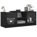 vidaXL Comodă TV cu uși din sticlă, negru, 102x37x42 cm vidaXL Comodă TV cu uși din sticlă, negru, 102x37x42 cm