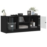 vidaXL Comodă TV cu uși din sticlă, negru, 102x37x42 cm vidaXL Comodă TV cu uși din sticlă, negru, 102x37x42 cm