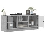 vidaXL Comodă TV cu uși din sticlă, gri beton, 102x37x42 cm vidaXL Comodă TV cu uși din sticlă, gri beton, 102x37x42 cm