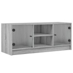 vidaXL Comodă TV cu uși din sticlă, gri sonoma, 102x37x42 cm vidaXL Comodă TV cu uși din sticlă, gri sonoma, 102x37x42 cm