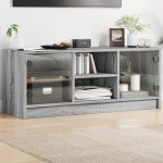 vidaXL Comodă TV cu uși din sticlă, gri sonoma, 102x37x42 cm vidaXL Comodă TV cu uși din sticlă, gri sonoma, 102x37x42 cm