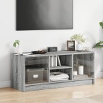 vidaXL Comodă TV cu uși din sticlă, gri sonoma, 102x37x42 cm vidaXL Comodă TV cu uși din sticlă, gri sonoma, 102x37x42 cm