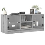 vidaXL Comodă TV cu uși din sticlă, gri sonoma, 102x37x42 cm vidaXL Comodă TV cu uși din sticlă, gri sonoma, 102x37x42 cm