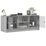 vidaXL Comodă TV cu uși din sticlă, gri sonoma, 102x37x42 cm vidaXL Comodă TV cu uși din sticlă, gri sonoma, 102x37x42 cm
