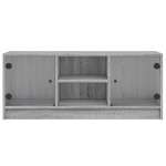 vidaXL Comodă TV cu uși din sticlă, gri sonoma, 102x37x42 cm vidaXL Comodă TV cu uși din sticlă, gri sonoma, 102x37x42 cm