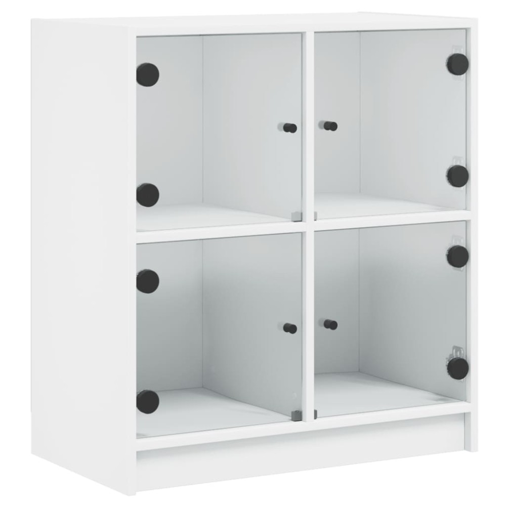 vidaXL Dulap lateral cu uși din sticlă, alb, 68x37x75,5 cm