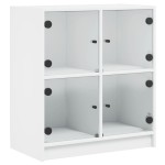 vidaXL Dulap lateral cu uși din sticlă, alb, 68x37x75,5 cm vidaXL Dulap lateral cu uși din sticlă, alb, 68x37x75,5 cm