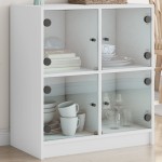 vidaXL Dulap lateral cu uși din sticlă, alb, 68x37x75,5 cm vidaXL Dulap lateral cu uși din sticlă, alb, 68x37x75,5 cm
