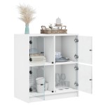 vidaXL Dulap lateral cu uși din sticlă, alb, 68x37x75,5 cm vidaXL Dulap lateral cu uși din sticlă, alb, 68x37x75,5 cm
