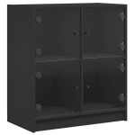 vidaXL Dulap lateral cu uși din sticlă, negru, 68x37x75,5 cm vidaXL Dulap lateral cu uși din sticlă, negru, 68x37x75,5 cm