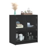 vidaXL Dulap lateral cu uși din sticlă, negru, 68x37x75,5 cm vidaXL Dulap lateral cu uși din sticlă, negru, 68x37x75,5 cm
