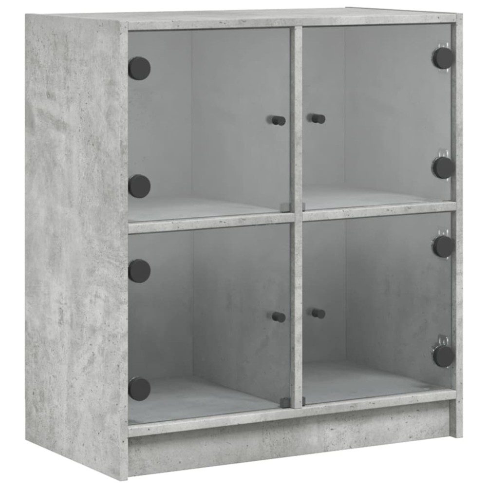 vidaXL Dulap lateral cu uși din sticlă, gri beton, 68x37x75,5 cm