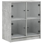 vidaXL Dulap lateral cu uși din sticlă, gri beton, 68x37x75,5 cm vidaXL Dulap lateral cu uși din sticlă, gri beton, 68x37x75,5 cm