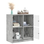 vidaXL Dulap lateral cu uși din sticlă, gri beton, 68x37x75,5 cm vidaXL Dulap lateral cu uși din sticlă, gri beton, 68x37x75,5 cm