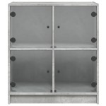 vidaXL Dulap lateral cu uși din sticlă, gri beton, 68x37x75,5 cm vidaXL Dulap lateral cu uși din sticlă, gri beton, 68x37x75,5 cm