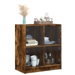 vidaXL Dulap lateral cu uși din sticlă, stejar fumuriu, 68x37x75,5 cm vidaXL Dulap lateral cu uși din sticlă, stejar fumuriu, 68x37x75,5 cm