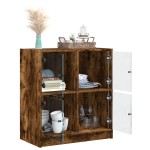 vidaXL Dulap lateral cu uși din sticlă, stejar fumuriu, 68x37x75,5 cm vidaXL Dulap lateral cu uși din sticlă, stejar fumuriu, 68x37x75,5 cm