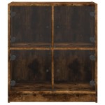 vidaXL Dulap lateral cu uși din sticlă, stejar fumuriu, 68x37x75,5 cm vidaXL Dulap lateral cu uși din sticlă, stejar fumuriu, 68x37x75,5 cm